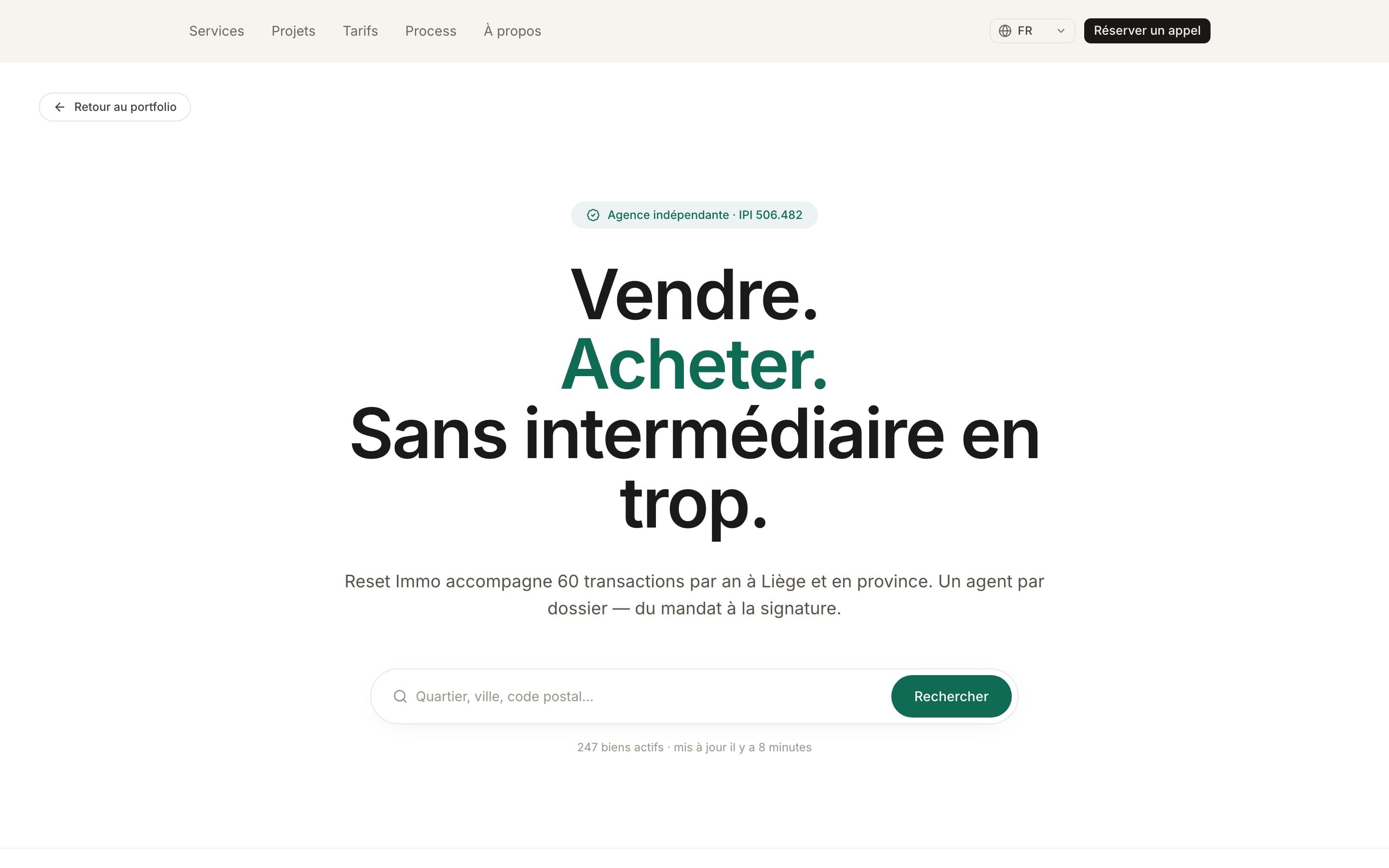 Aperçu du site Reset Immo